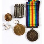 TWO GEORGE V GREAT WAR SERVICE MEDALS 1914 - 1918 War Medal and gilt Victory Medal, awarded to