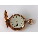 LATE 19th CENTURY AMERINCA WATCH CO. GOLD PLATED CASE LADY'S HUNTER POCKET WATCH with engraved
