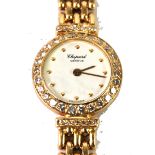 MODERN CHOPARD 18ct GOLD, LADY'S BRACELET WRISTWATCH, the besel and shoulders set with forty tiny