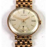 GENTS ROTARY, SWISS, 9ct GOLD WRIST WATCH, with Incabloc movement, circular silvered dial and having