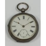 EDWARDIAN SILVER POCKET WATCH, with keywind movement, white Roman dial, interior with presentation
