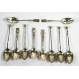 SET OF FIVE FRENCH SILVER COLOURED METAL SOUVENIR TEASPOONS, 'Ypres', 'Armentteres', 'Lille', 'Lens'