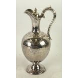 LATE VICTORIAN ELECTROPLATED COFFEE POT, the ovoid freely engraved with foliate scrollwork