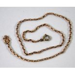 GOLD COLOURED METAL BELCHER CHAIN NECKLACE 17" long with metal ring clasps, 4gms gross