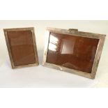 TWO SILVER FRONTED OBLONG PHOTOGRAPH FRAMES, with oak backs and easel supports, 6" x 8" (15.2cm x