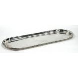 A LARGE ELECTROPLATE LONG NARROW TRAY, oblong with 'D' ends, the cavetto sides having rolled