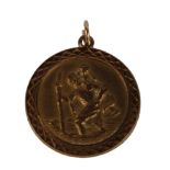 9ct GOLD ST. CHRISTOPHER MEDALLION, 7/8" diameter, 4gms