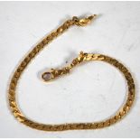 GOLD COLOURED METAL BRACELET with flattened curb pattern links, 6.5gms (marked 18ct)