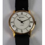 GENTS SEKONDA GOLD PLATED WRIST WATCH, with 19 jewel movement, white Roman dial with sweep seconds