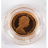 QUEEN ELIZABETH II 1980 GOLD PROOF HALF SOVEREIGN in hard plastic case and ROYAL MINT PLUSH LINED