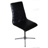 A BELGIAN TAVO SWIVELLING CHROME AND BLACK LEATHER DESK CHAIR