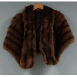 MINK DYED MUSQUASH BROWN FUR CAPE with collar and M. Fletcher, Southport (Master Furrier) TIE