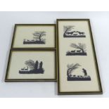 SUITE OF THREE EARLY TWENTIETH CENTURY SILHOUETTES Depicting farm animals and trees, one with a