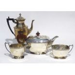 OLLIVANT AND BOTSFORD 'ST. ANN'S PLATE', ELECTROPLATE TEA SERVICE OF 3 PIECES' WITH CELTIC BANDED