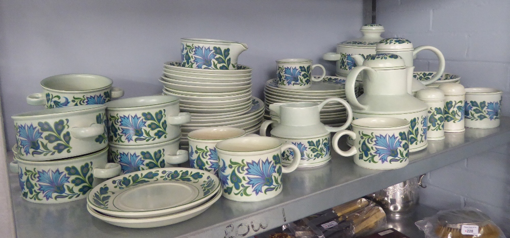 MIDWINTER STONE CHINA DINNER AND TEA WARS 'STONEHENGE', foliate pattern in shades of blue and fawn