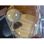 A BARBOLA FRAMED CIRCULAR DRESSING TABLE MIRROR AND A SMALL BARBOLA EASEL SUPPORTED MIRROR (2)