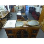 THREE GILT FRAMED MIRROR AND A SMALL ETCHING IN COLOUR (4)