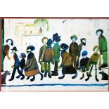 •L.S. LOWRY (1887-1976) ARTIST SIGNED LIMITED EDITION COLOUR PRINT 'People standing about' An