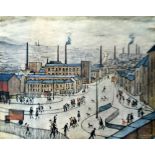 •L.S. LOWRY (1887-1976) ARTIST SIGNED LIMITED EDITION COLOUR PRINT 'Huddersfield' An edition of 850,