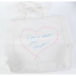 TRACEY EMIN (1963) TOTE BAG 'Love is what you want' 16 1/2 x 14" (41.9cm x 35.5cm)