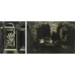 NORMAN C. JAQUES (1926-2014) TWO ETCHINGS 'Higher York St, back of Oxford Road, Manchester'