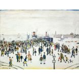 •L. S. LOWRY (1887 - 1976) ARTIST SIGNED LIMITED EDITION COLOUR PRINT 'Ferry Boats' An edition of