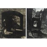 NORMAN C. JAQUES (1926-2014) TWO ETCHINGS 'Rochdale Canal and Princess Street Bridge, Manchester'