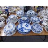 SELECTION OF NINETEENTH CENTURY AND LATER BLUE AND WHITE POTTERY VARIOUS INCLUDING; CAULDON