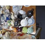 COLLECTION OF POTTERY TEAPOTS VARIOUS INCLUDES; DUCAL WARE OVAL EXAMPLE ON STAND, VICTORIAN