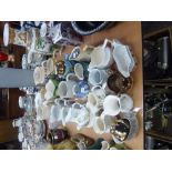 SUNDRY POTTERY AND CHINA JUGS, VARIOUS SIZES, SAUCE BOATS ETC.......