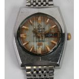GENTS OMAX 'CRYSTAL' SWISS STAINLESS STEEL WRIST WATCH, with Omega 25 jewel automatic movement, with