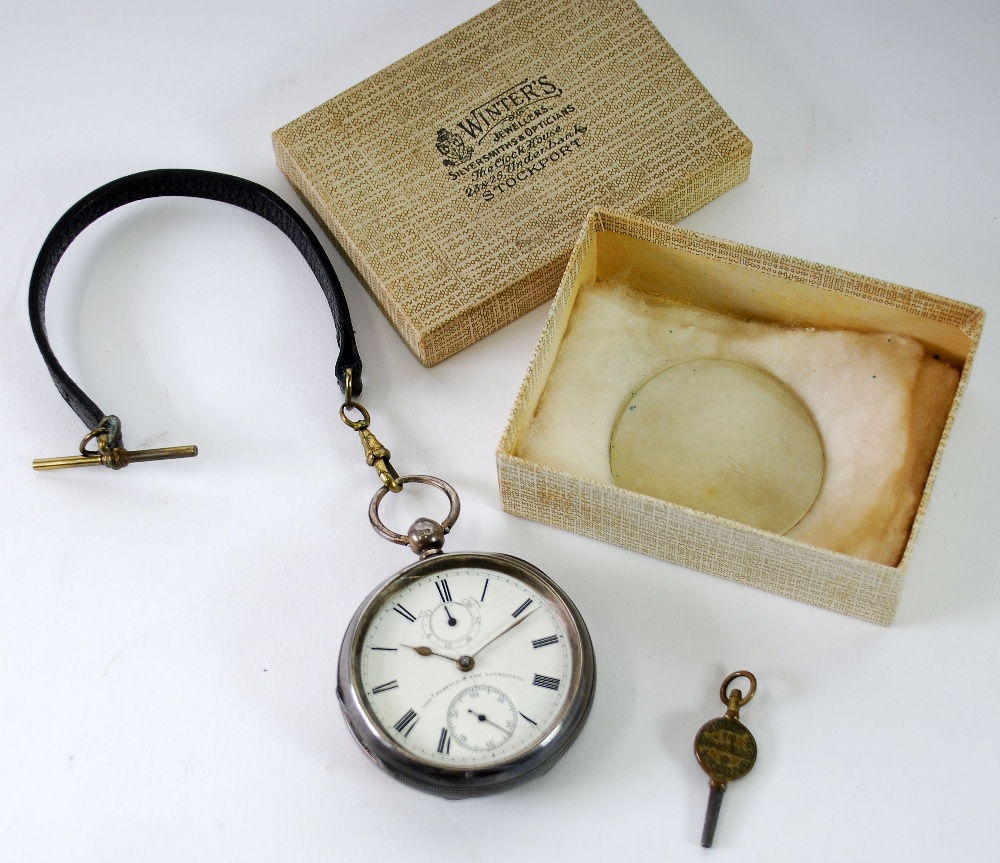 THOMAS RUSSELL AND SON, LIVERPOOL, EDWARDIAN SILVER OPEN-FACED POCKET WATCH with key wind English