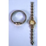 A LADY'S OMEGA GOLD CASED WRIST WATCH, with mechanical movement, the small silvered dial with batons