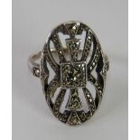 MARCASITE RING, with pierced oval top