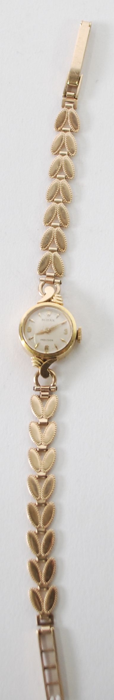 LADY'S ROLEX 'PRECISION' 18ct GOLD WRIST WATCH, with small circular silvered dial, mechanical - Image 2 of 2