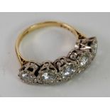 18ct GOLD RING, set with five round brilliant cut diamonds graduated form the centre, 2.04ct in