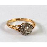 RING CLAW SET WITH THREE DIAMONDS, approximately .40ct in total, 1.8 gms