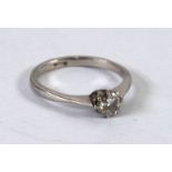 SOLITAIRE DIAMOND RING, approximately .20ct, 2 gms, ring size E/F
