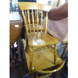 A SET OF FOUR SUFFOLK -STYLE HARDWOOD KITCHEN DINING CHAIRS WITH LOOSE SEAT CUSHIONS