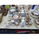 SELECTION OF ORIENTAL CHINA TO INCLUDE; TWO SMALL IMARI PLAQUES WITH SCALLOP EDGES, 8 3/4" DIAMETER,