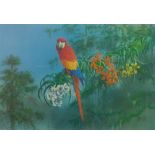 DAVID JOHNSTON ARTIST SIGNED COLOUR PRINTS, FOUR Brightly plumaged parrots each signed in pencil two