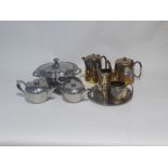 'HOTEL' PLATED CIRCULAR TEA SERVICE OF FOUR PIECES, PLATED TUREEN AND COVER (1oz OF SCRAP SILVER)