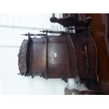 VICTORIAN MAHOGANY SET OF WALL DISPLAY SHELVES, FOUR TIER AND GRADUATED WITH SERPENTINE FRONTS (A.