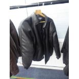 REPORTAGE 'RGA' LEATHER JACKET, BLACK 'MADE IN ITALY', ZIP FRONT, SIZE X-LARGE