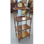 A LATE VICTORIAN WALNUT FOUR TIER WHAT-NOT 58" (147.5cm) HIGH