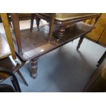 A VICTORIAN MAHOGANY BILLIARDS DINING TABLE, WITH REMOVABLE THREE PART TOP, 6'7" X 3'6" AND THE