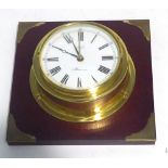 KIENZLE QUARTZ 'MARINER' BRASS WALL CLOCK, ON BRASS MOUNTED MAHOGANY PANEL AND 'TODAY'S A' QUARTZ