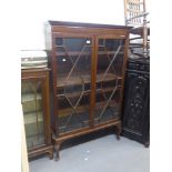 AN EARLY TWENTIETH CENTURY CHIPPENDALE STYLE DISPLAY CABINET, WITH TWO ASTRAGAL GLAZED DOORS, ON