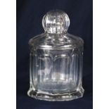 MODERN MOULDED GLASS BISCUIT JAR AND COVER, 9 1/2" (24.2cm) high