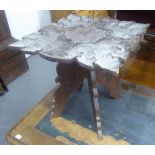 A LEAF CARVED SQUARE LAMP TABLE